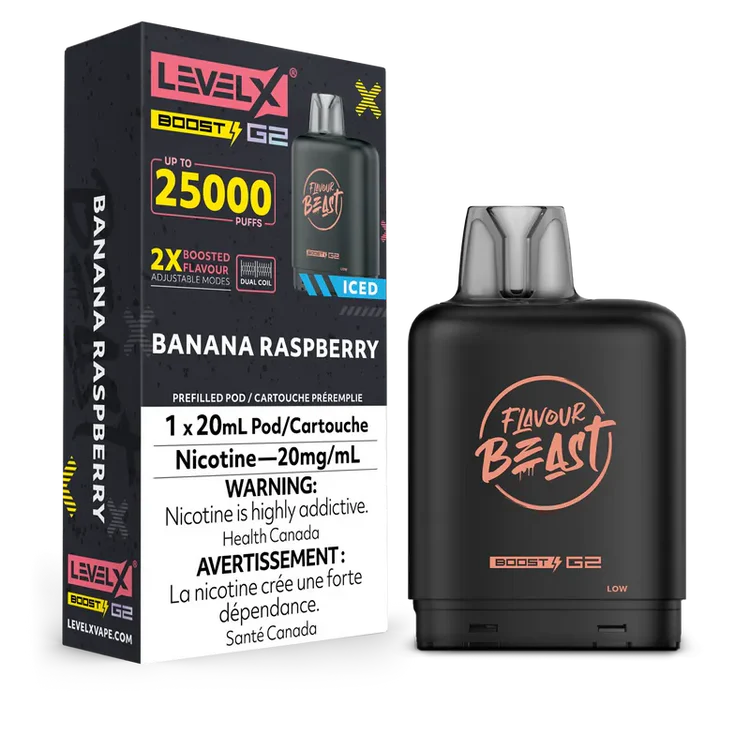 Banana Raspberry Iced Flavour Beast Boost G2 Pods 25K