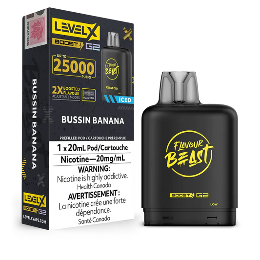 Bussin' Banana Iced Flavour Beast Boost G2 Pods 25K