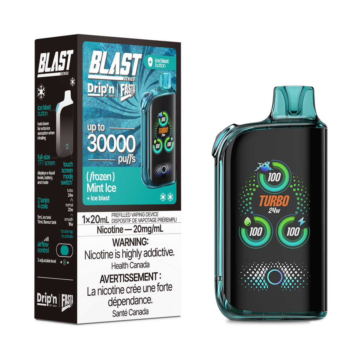 Drip'n Fasta Blast - Disposable E-Cig (PROVINCIAL) (30k Puffs) - Sour / Grape Ice / 20mg
