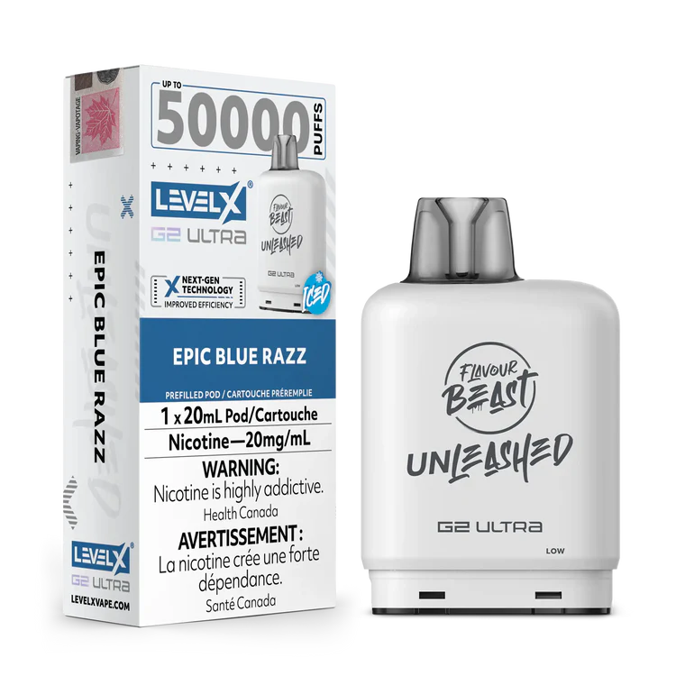 Epic Blue Razz by Level X Flavour Beast Unleashed G2 Ultra 50K