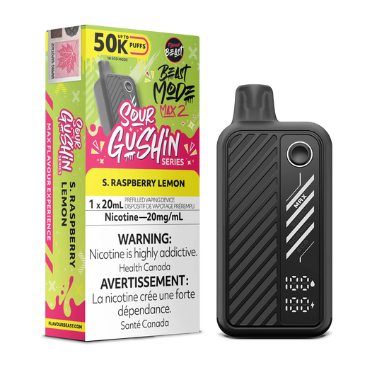 Sour Gushin S. Raspberry Lemon Flavour Beast Mode Max 2 - Disposable 50K