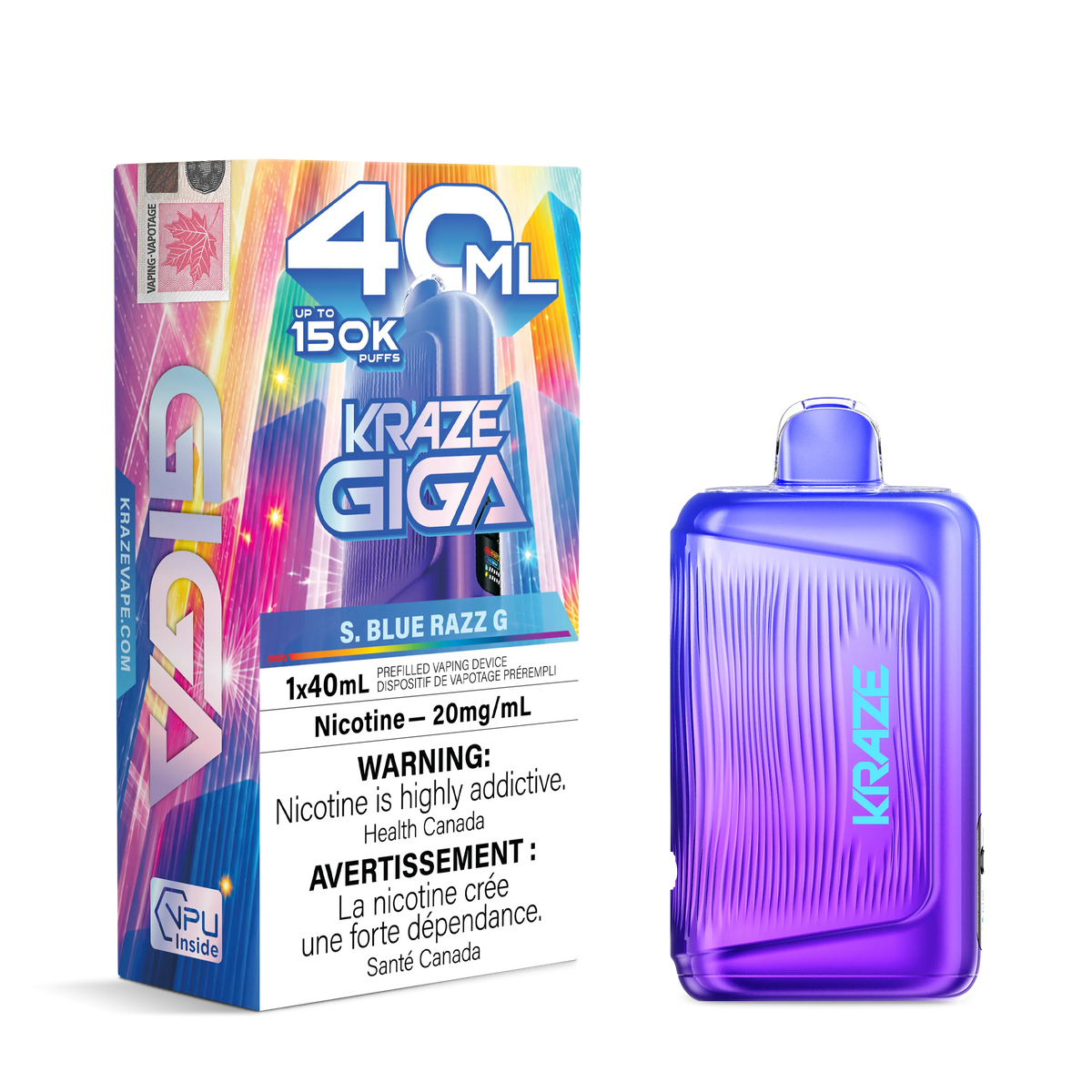 S. Blue Razz G Kraze Giga - Disposable 150K