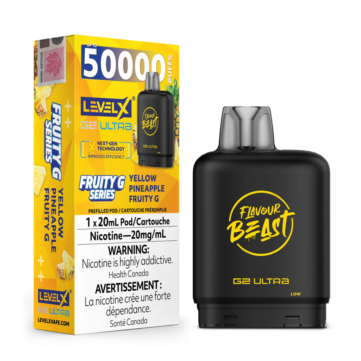 Yellow Pineapple Fruity G by Level X Flavour Beast G2 Ultra 50K