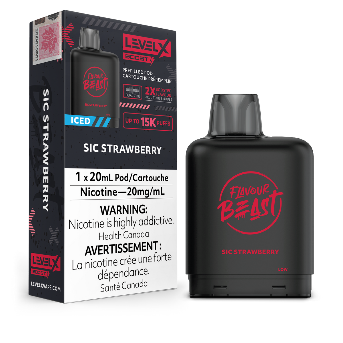 Level X - Flavour Beast Boost Pods (15k puffs) - Sic Strawberry Iced