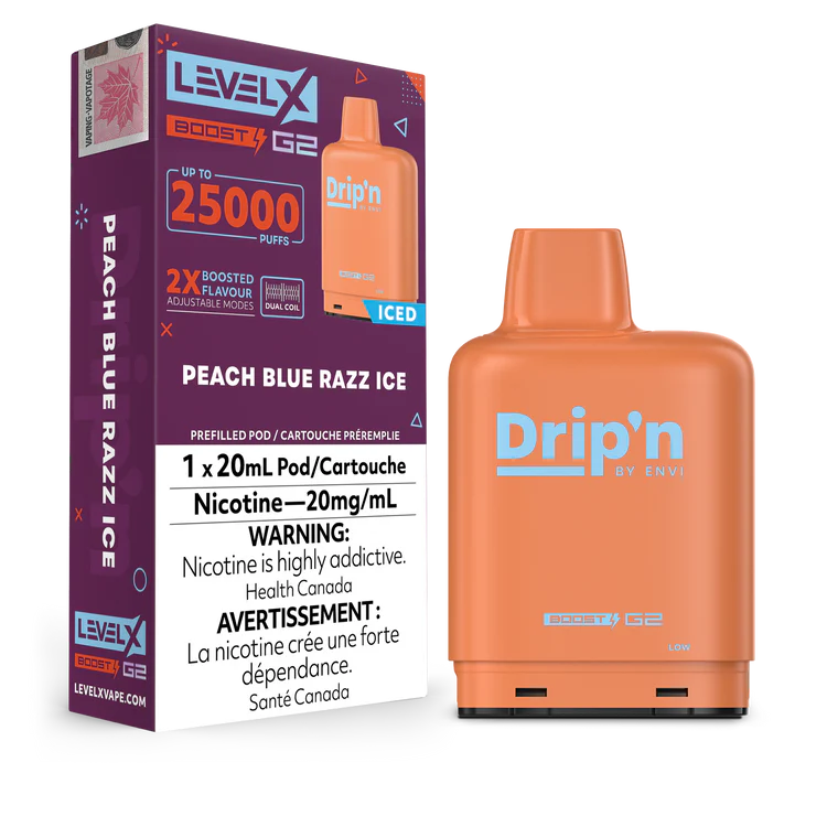 Peach Blue Razz Ice by Level X Drip'n G2 Boost 25K