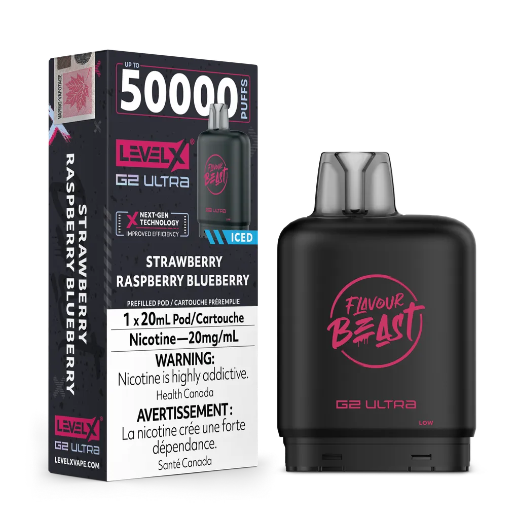 Strawberry Raspberry Blueberry Ice Flavour Beast Boost G2 Pods 25K