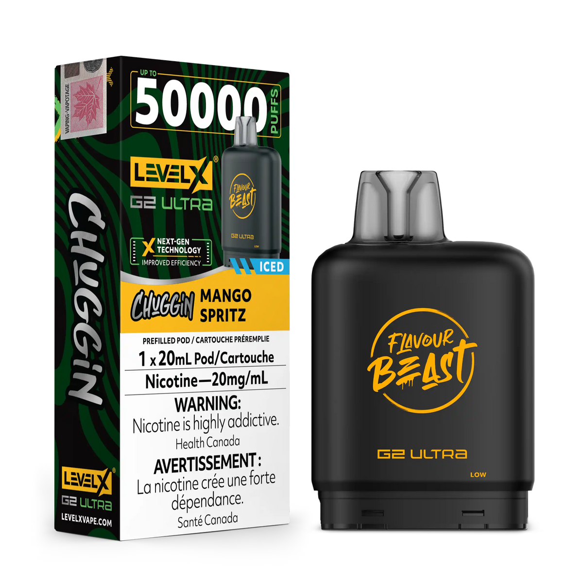Mango Spritz Iced Chuggin by Level X Flavour Beast G2 Ultra 50K