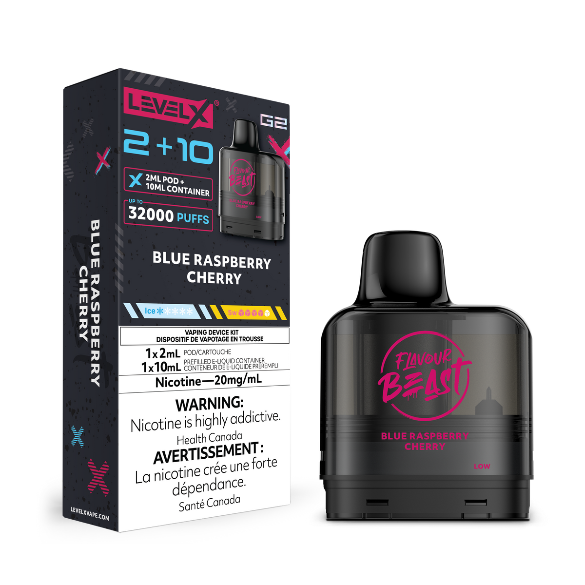 Level X Flavour Beast G2 Pod 2+10mL – Blue Raspberry Cherry