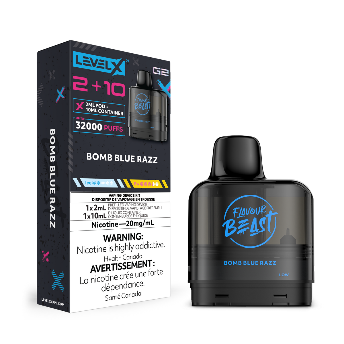 Level X Flavour Beast G2 Pod 2+10mL – Bomb Blue Razz