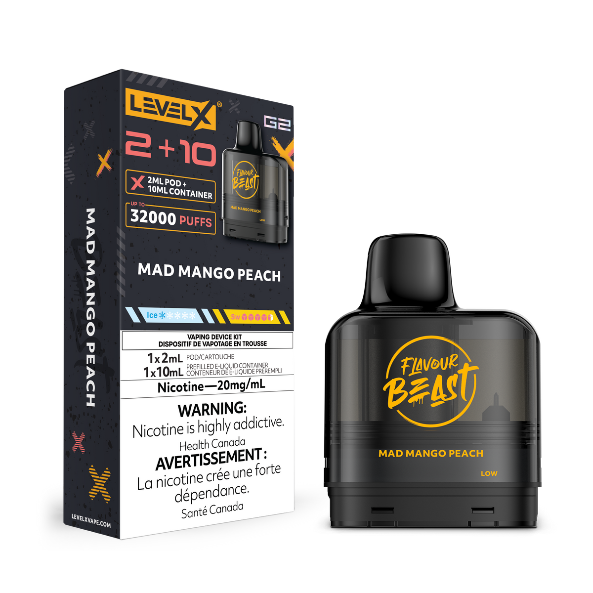 Level X Flavour Beast G2 Pod 2+10mL – Mad Mango Peach