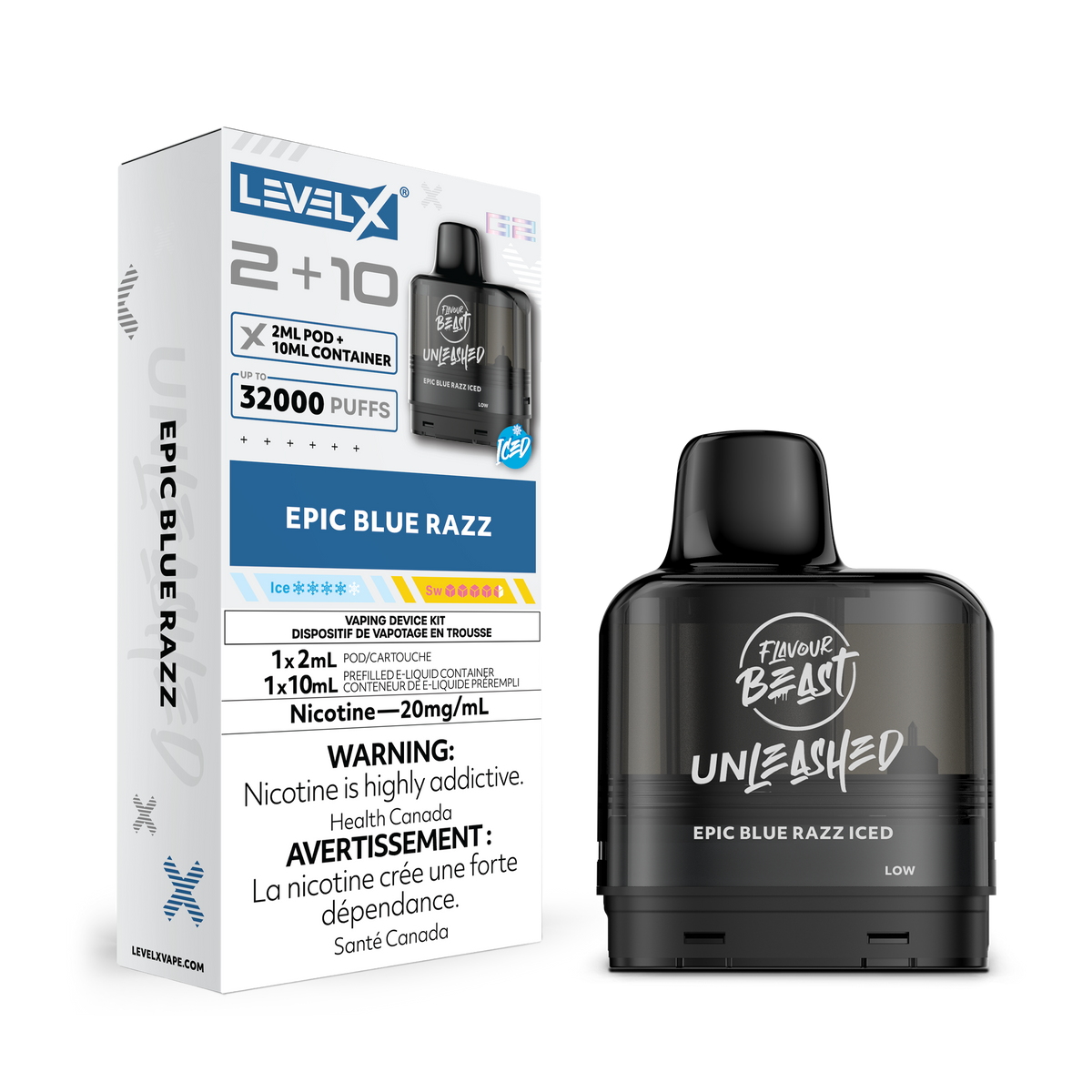 Level X Unleashed G2 Pod 2+10mL – Epic Blue Razz Iced