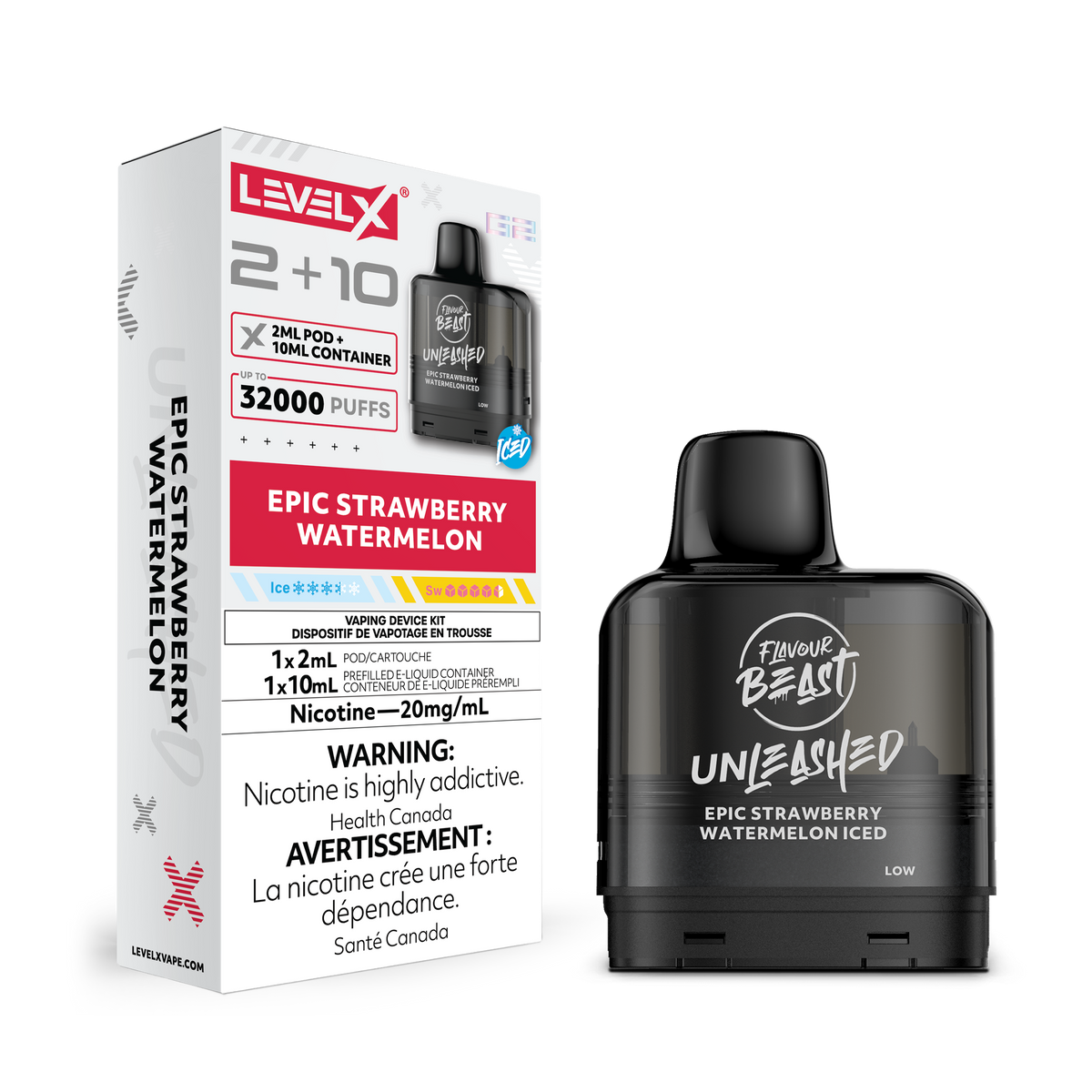 Level X Unleashed G2 Pod 2+10mL – Epic Strawberry Watermelon Iced