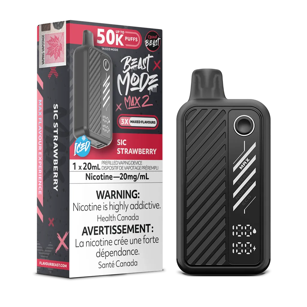 Sic Strawberry Iced Flavour Beast Mode Max 2 - Disposable 50K by FLAVOUR BEAST