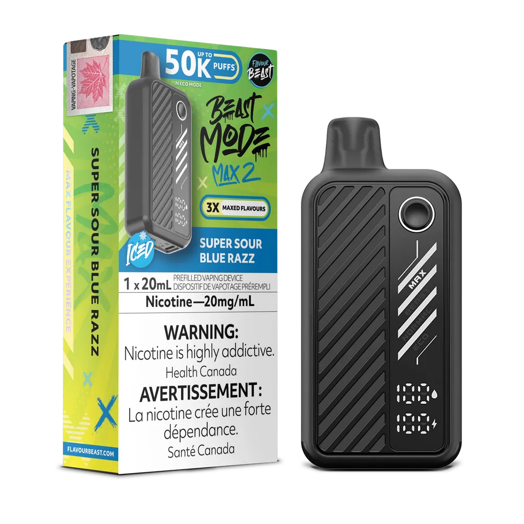Super Sour Blue Razz Iced Flavour Beast Mode Max 2 - Disposable 50K by FLAVOUR BEAST