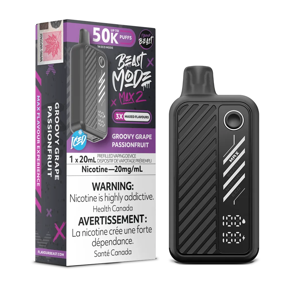 Groovy Grape Passionfruit (Iced) Flavour Beast Mode Max 2 - Disposable 50K by FLAVOUR BEAST
