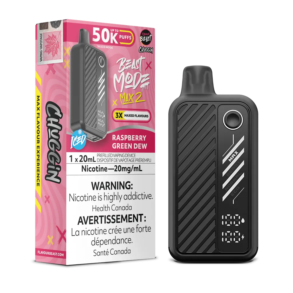 Raspberry Green Dew Iced Flavour Beast Mode Max 2 - Disposable 50K by FLAVOUR BEAST
