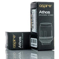Two black Aspire Athos Replacement Atomizer boxes, one upright displaying the coil design.