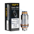 Aspire Cleito EXO 0.16Ω mesh coil and its black and orange packaging with warning label.