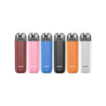 Six Aspire Minican 3 Kits in various colors: red, pink, blue, black, orange, and white, with clear pods.
