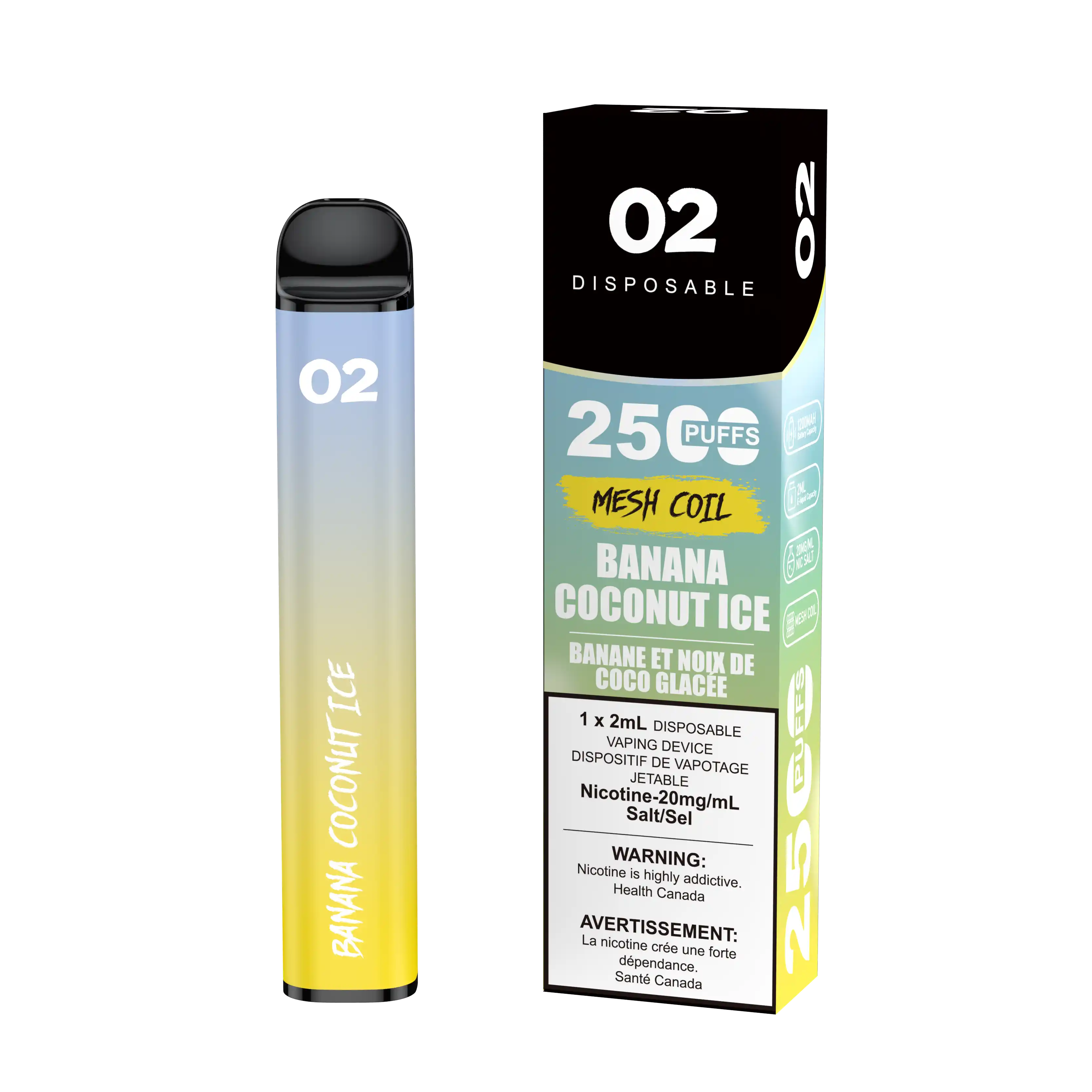Banana Coconut Ice O2 - Disposable 2.5K