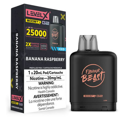 Banana Raspberry Iced Flavour Beast Boost G2 Pods 25K