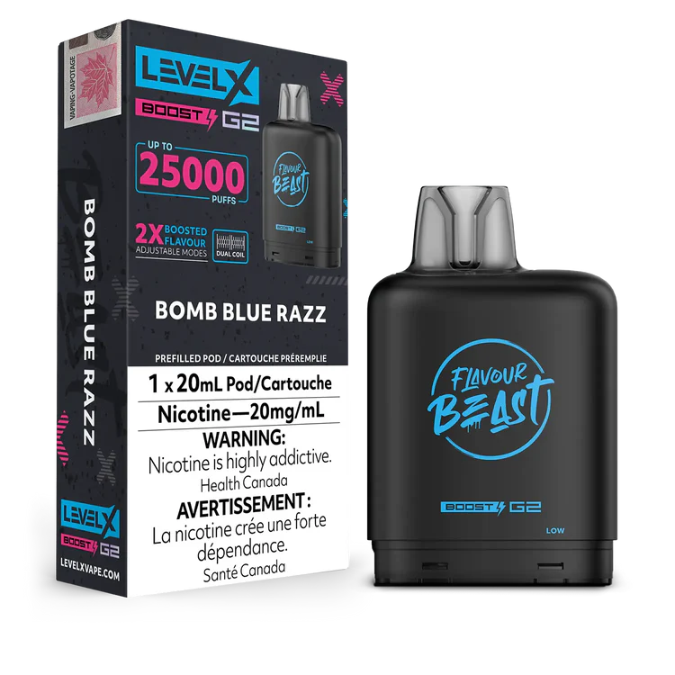 Bomb Blue Razz Flavour Beast Boost G2 Pods 25K