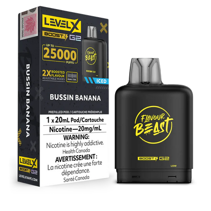 Bussin' Banana Iced Flavour Beast Boost G2 Pods 25K