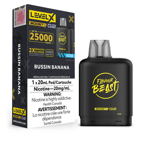 Bussin' Banana Iced Flavour Beast Boost G2 Pods 25K