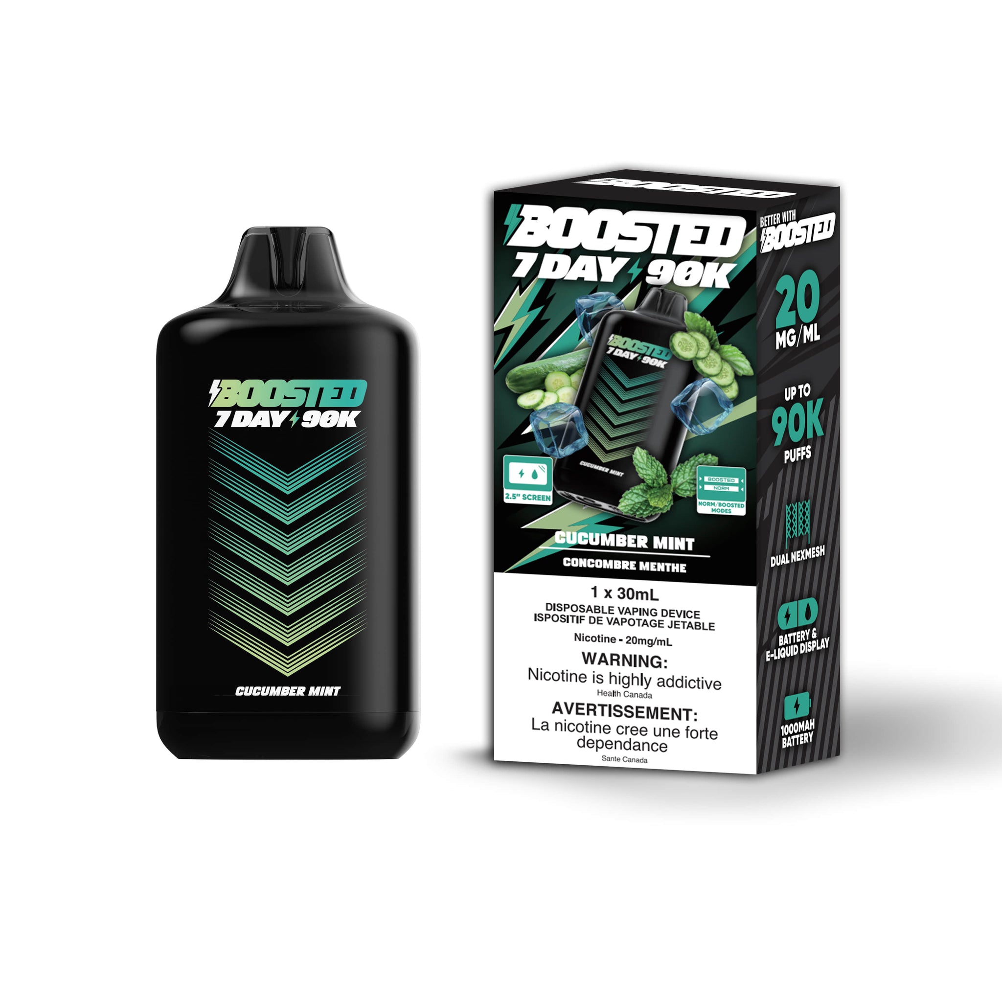 Cucumber Mint Boosted 7 Day 90K - Disposable Vape