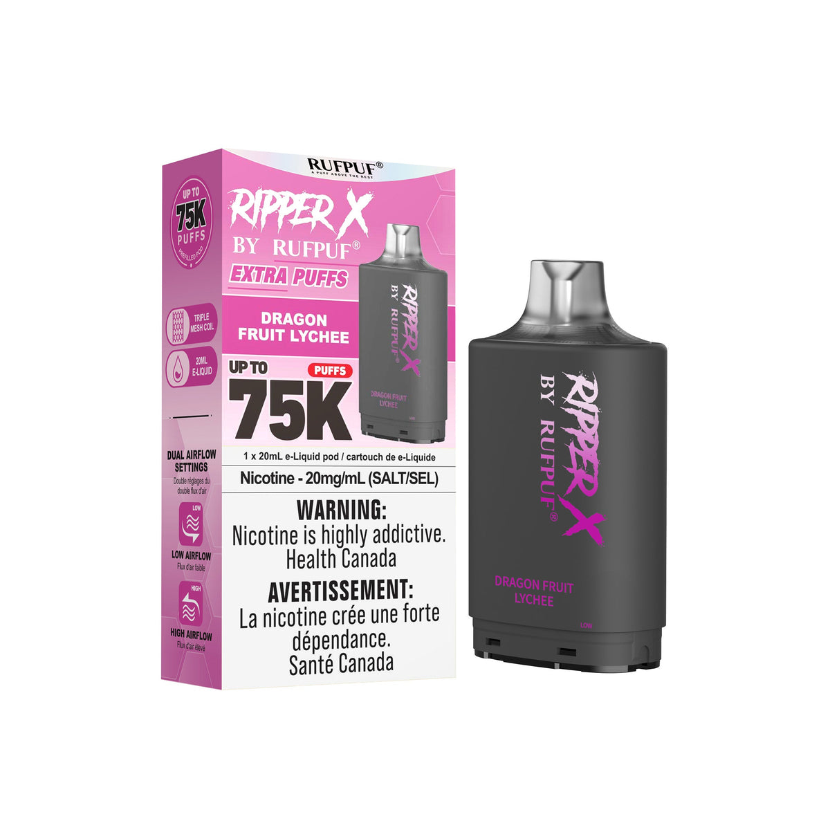 Dragon Fruit Lychee Rufpuf Ripper X Pods 75K