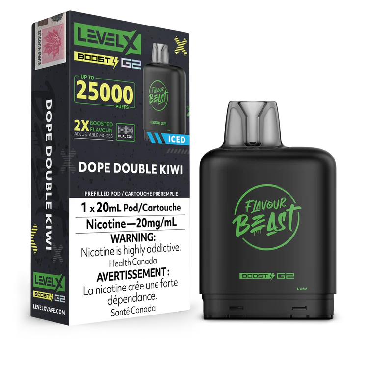 Dope Double Kiwi Iced Flavour Beast Boost G2 Pods 25K