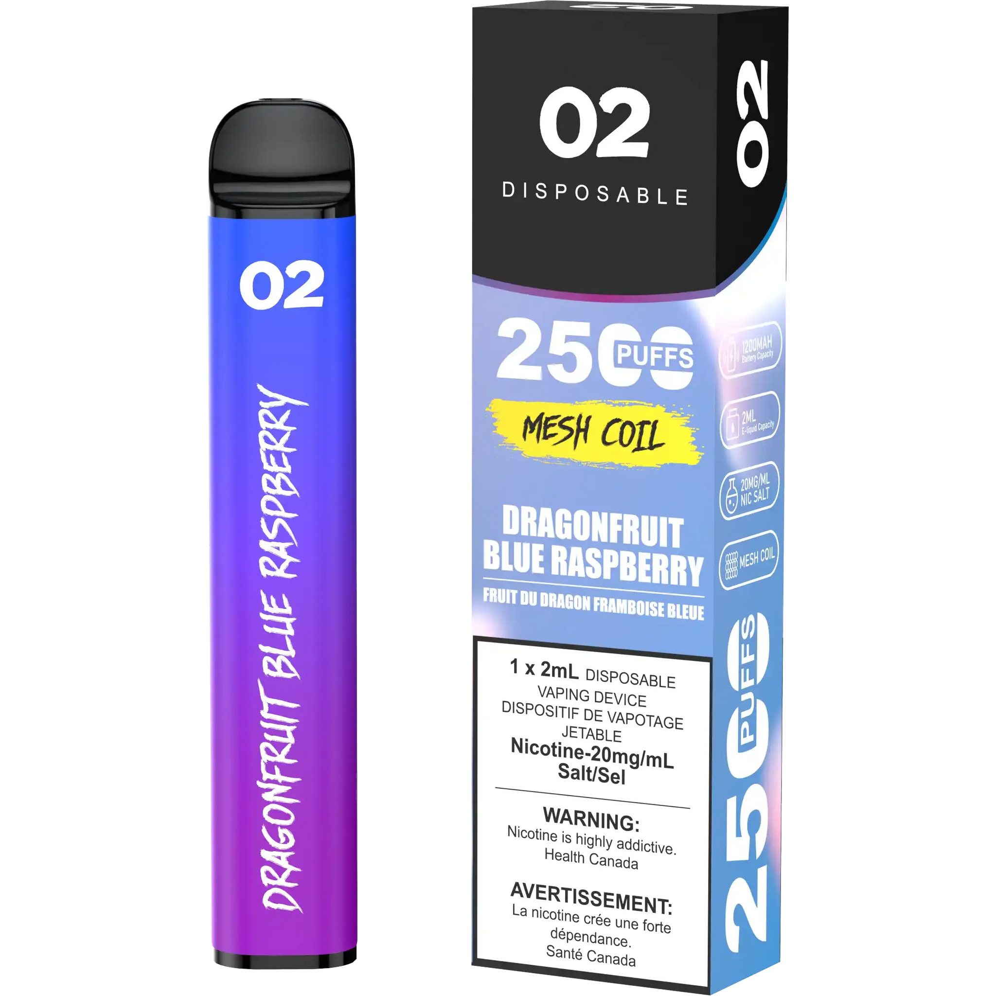 Dragonfruit Blue Raspberry O2 - Disposable 2.5K