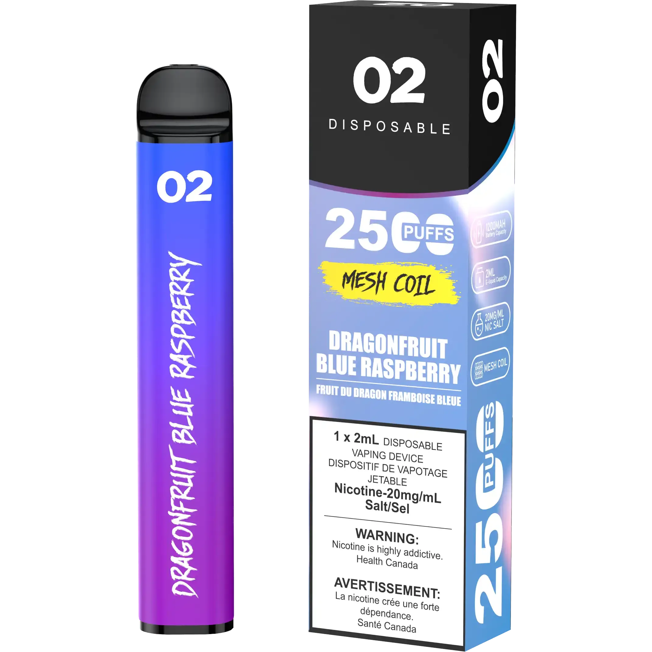 Dragonfruit Blue Raspberry O2 - Disposable 2.5K