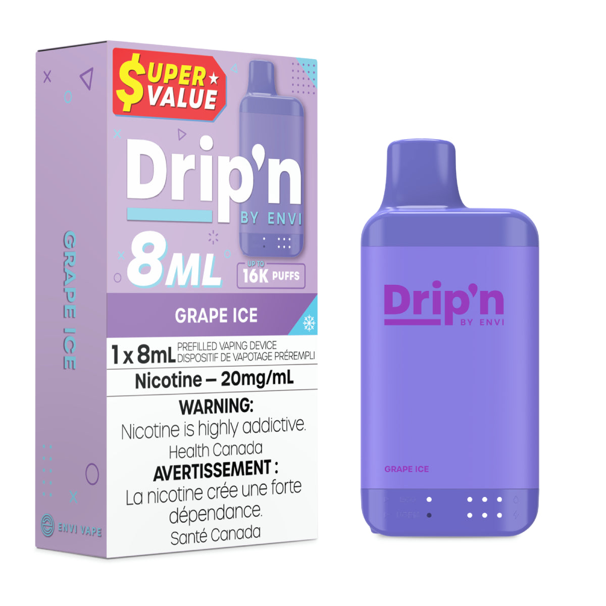 Drip'n by Envi 8mL Disposable - Grape Ice
