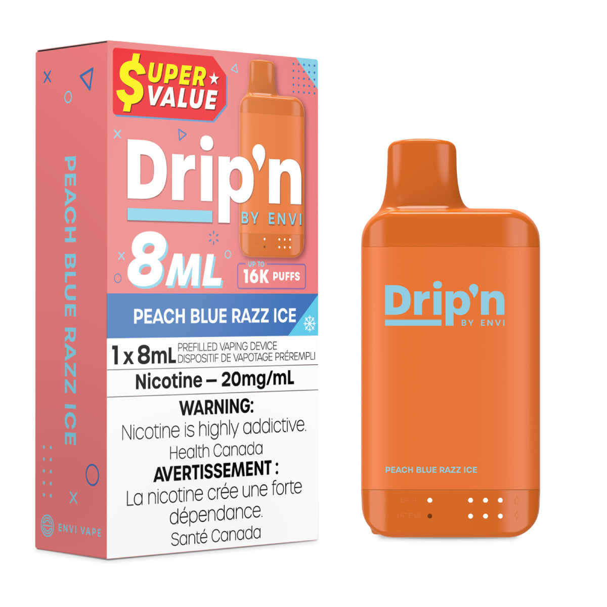Drip'n by Envi 8mL Disposable - Peach Blue Razz Ice