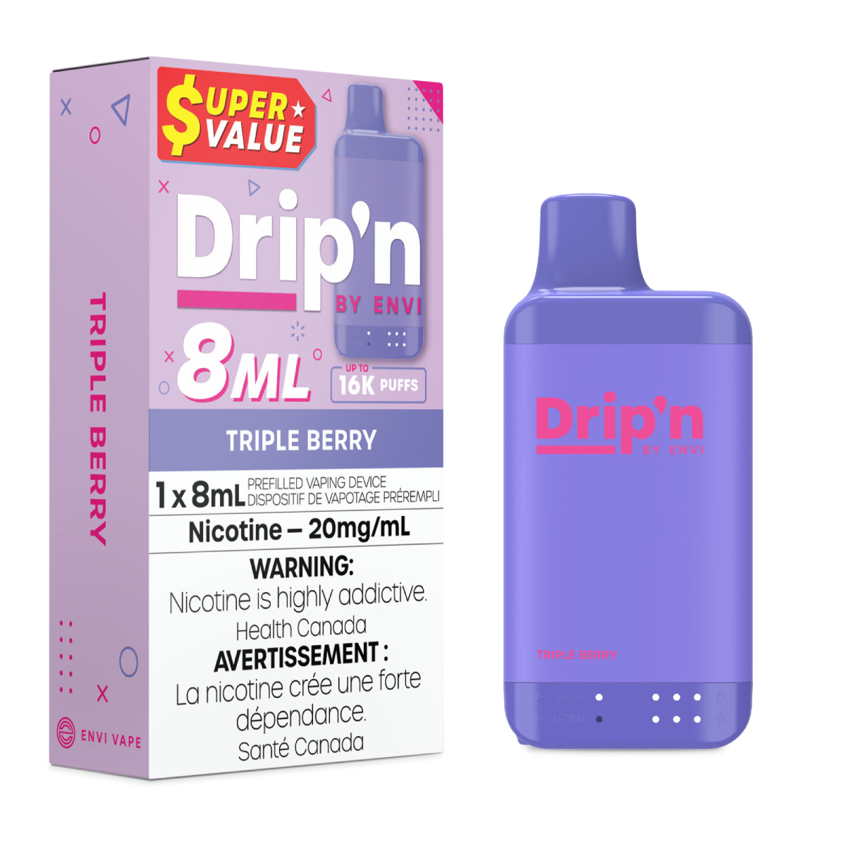 Drip'n by Envi 8mL Disposable - Triple Berry