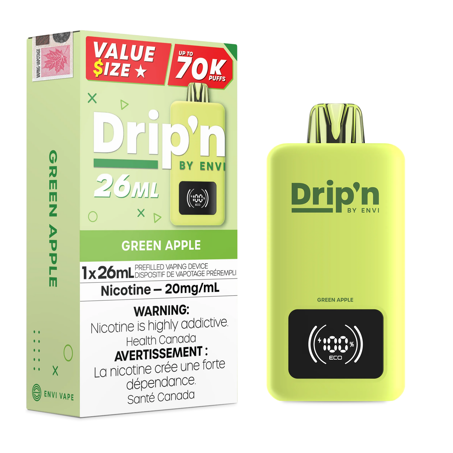 Green Apple Drip'n 26mL - Disposable 70K