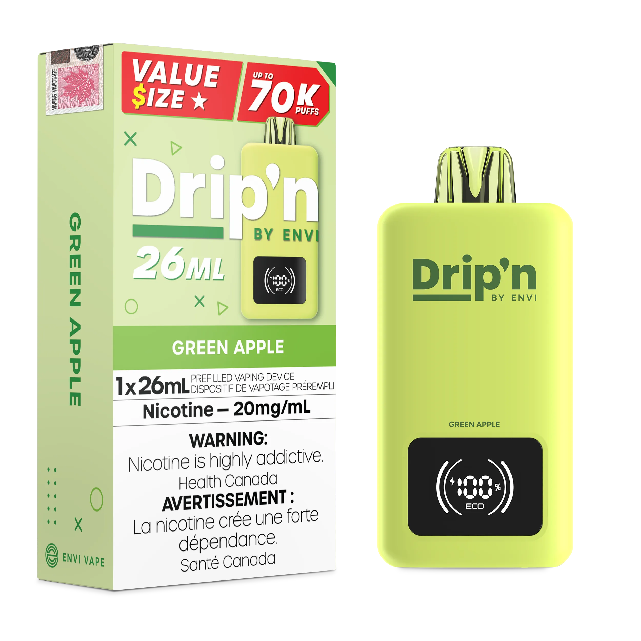 Green Apple Drip'n 26mL - Disposable 70K