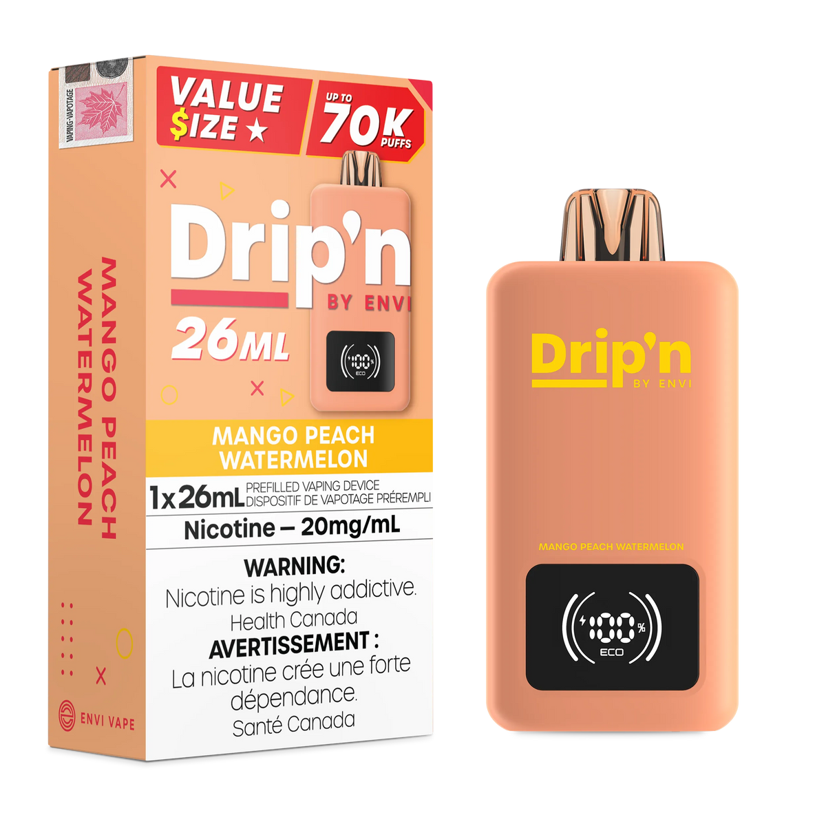 Mango Peach Watermelon Drip'n 26mL - Disposable 70K