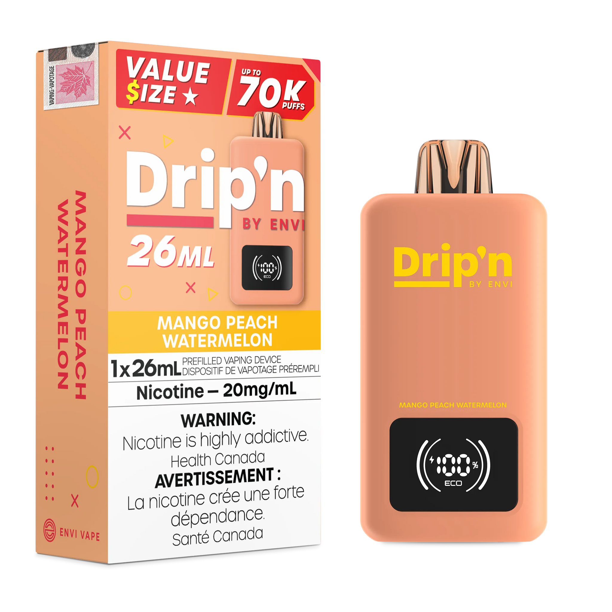 Mango Peach Watermelon Drip'n 26mL - Disposable 70K