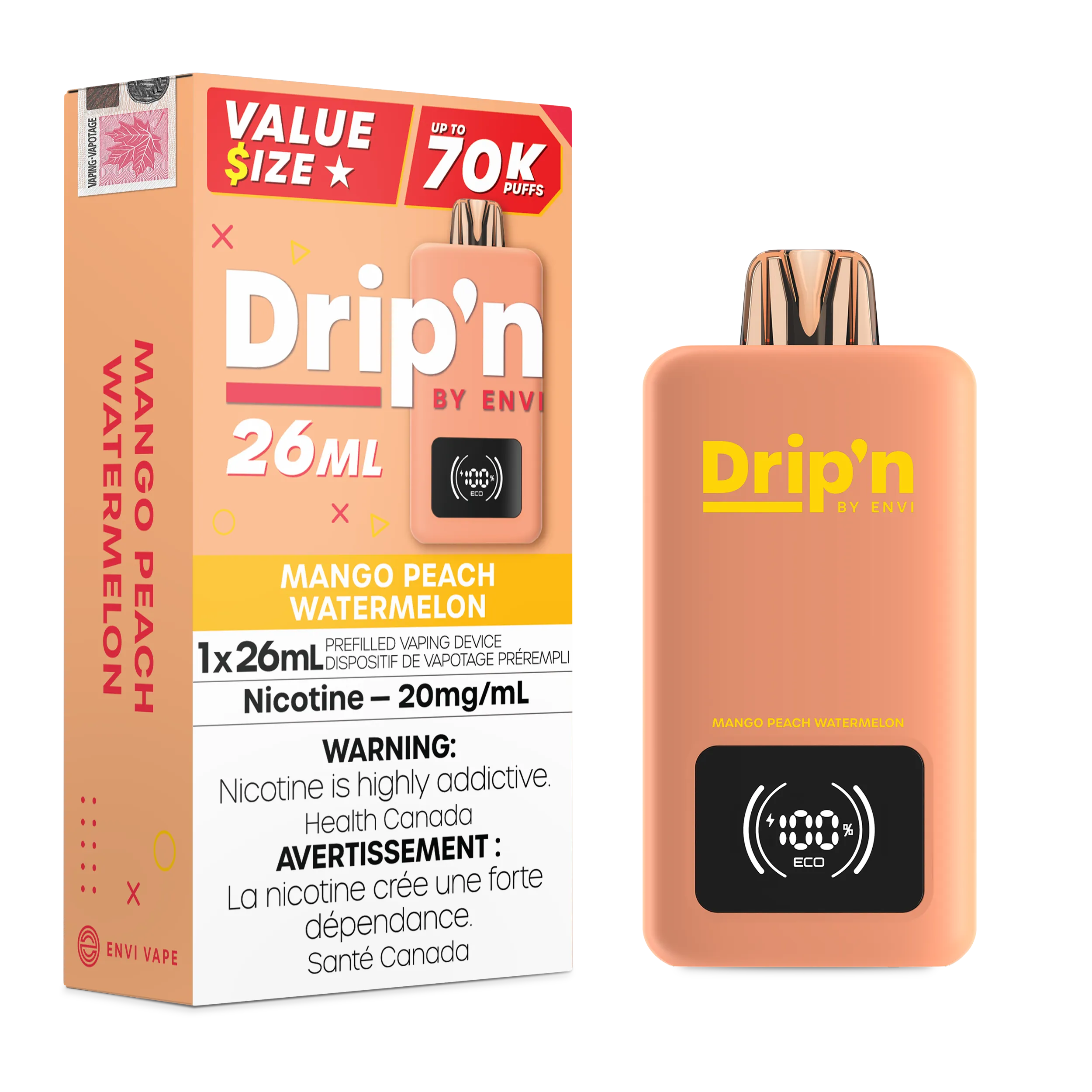 Mango Peach Watermelon Drip'n 26mL - Disposable 70K