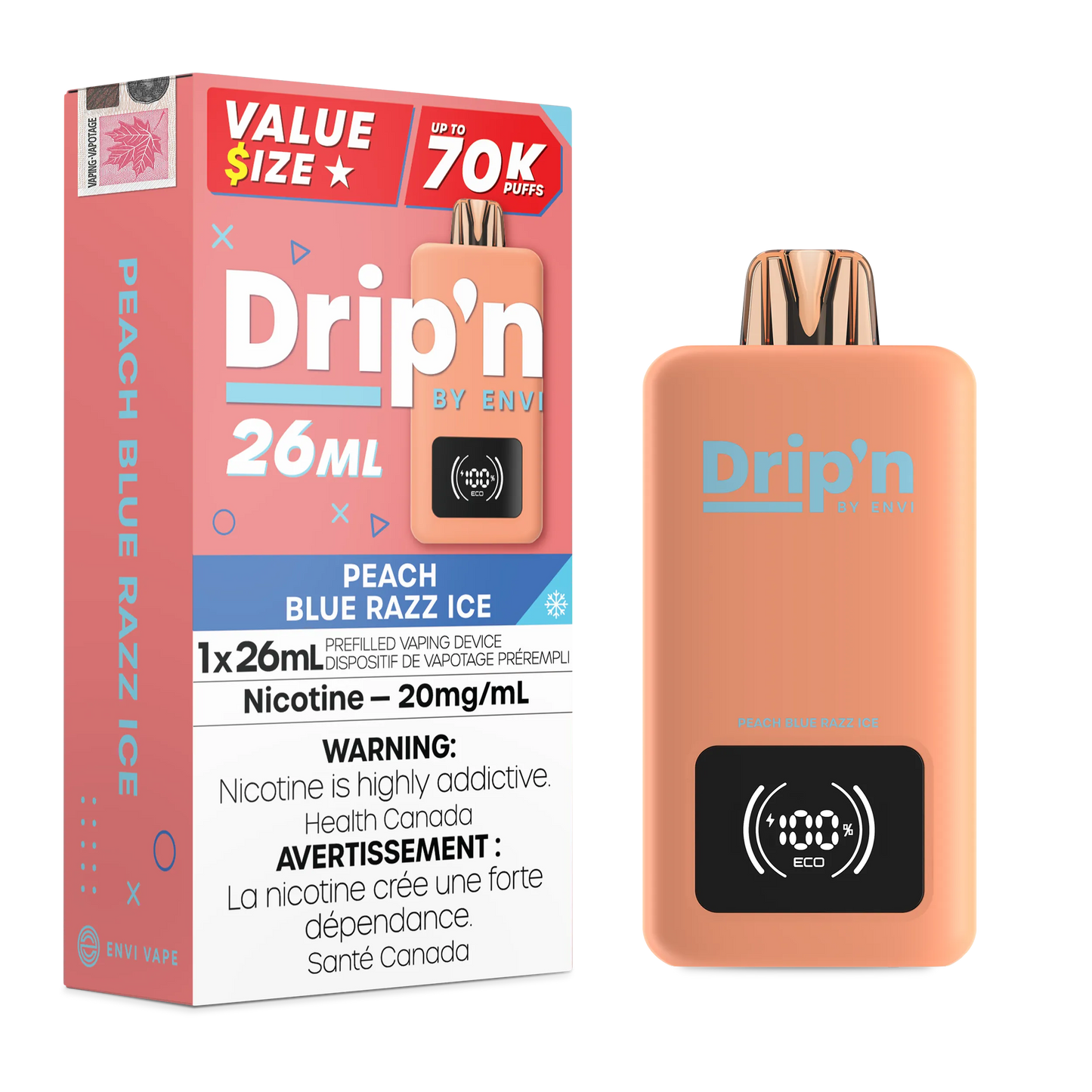 Peach Blue Razz Ice Drip'n 26mL - Disposable 70K