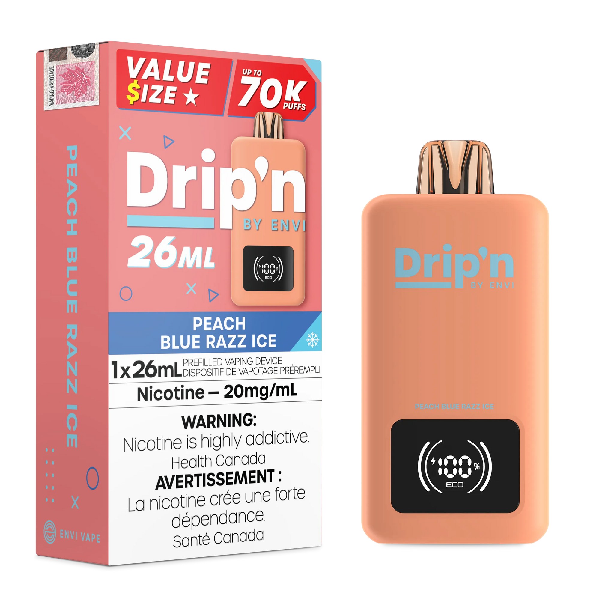 Peach Blue Razz Ice Drip'n 26mL - Disposable 70K