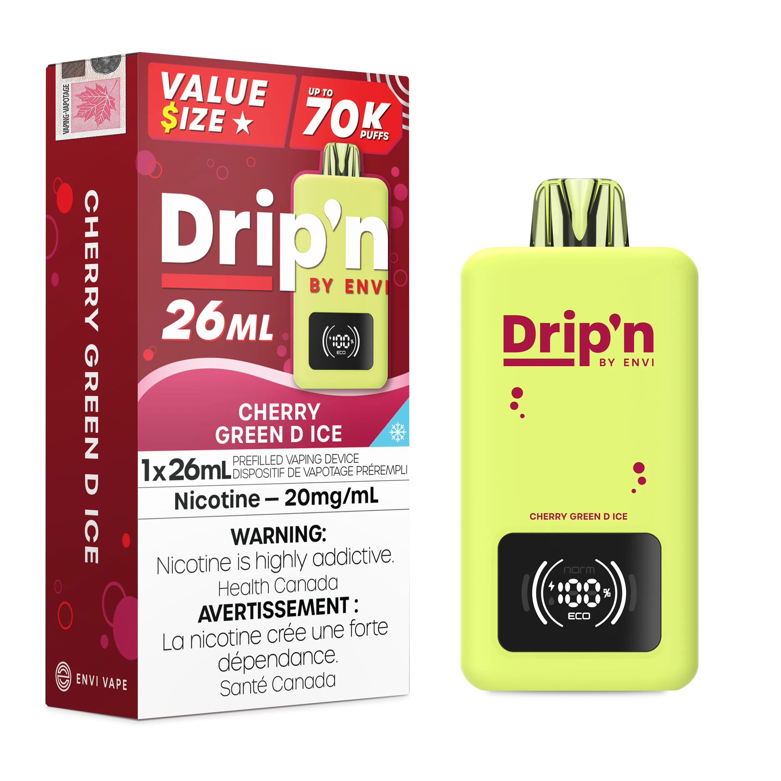 Cherry Green D Ice Drip'n 26mL - Disposable 70K