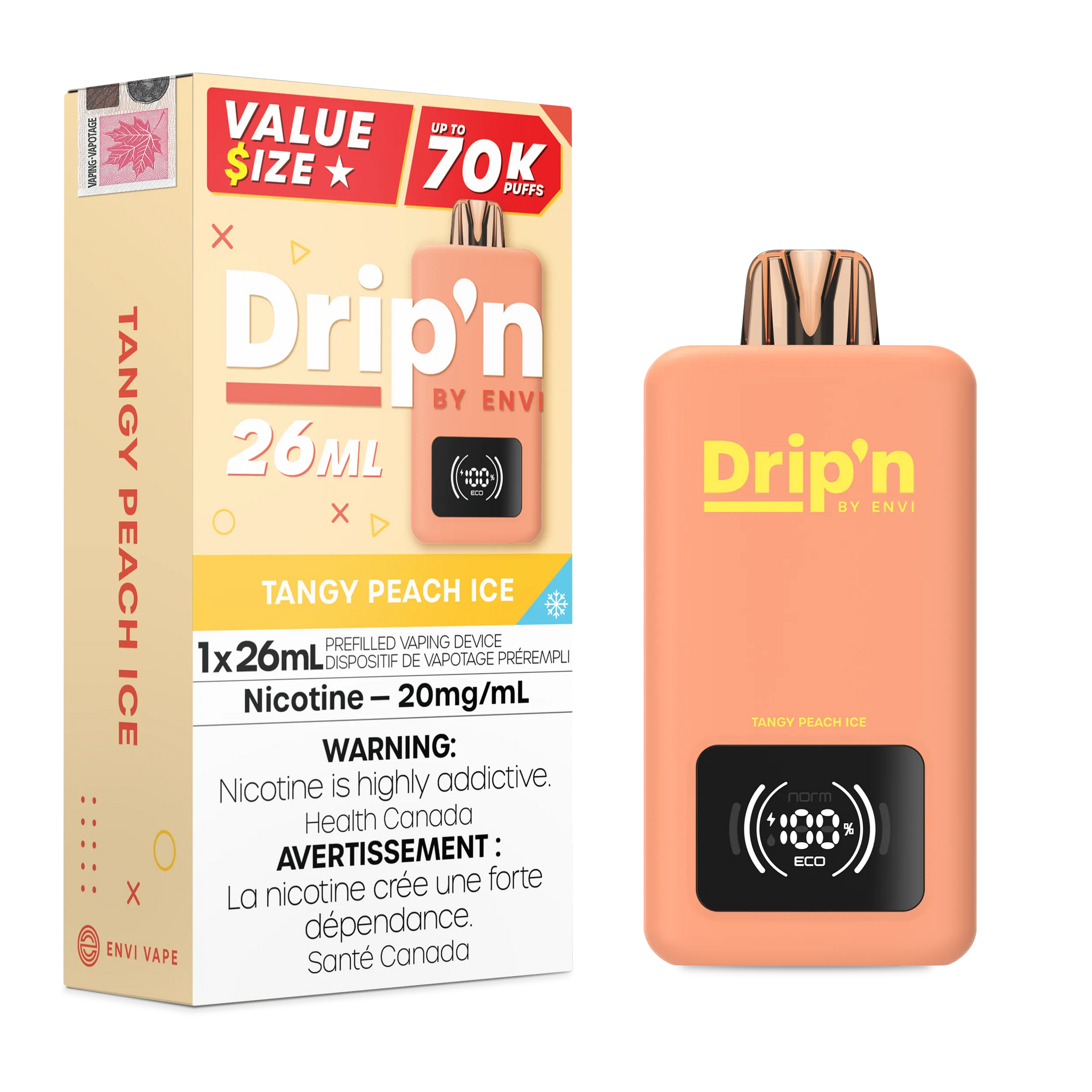 Tangy Peach Ice Drip'n 26mL - Disposable 70K