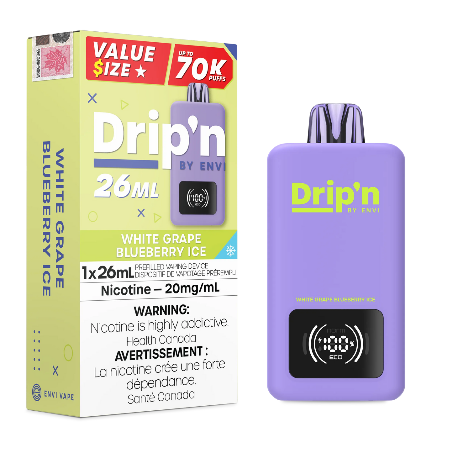 White Grape Blueberry Ice Drip'n 26mL - Disposable 70K