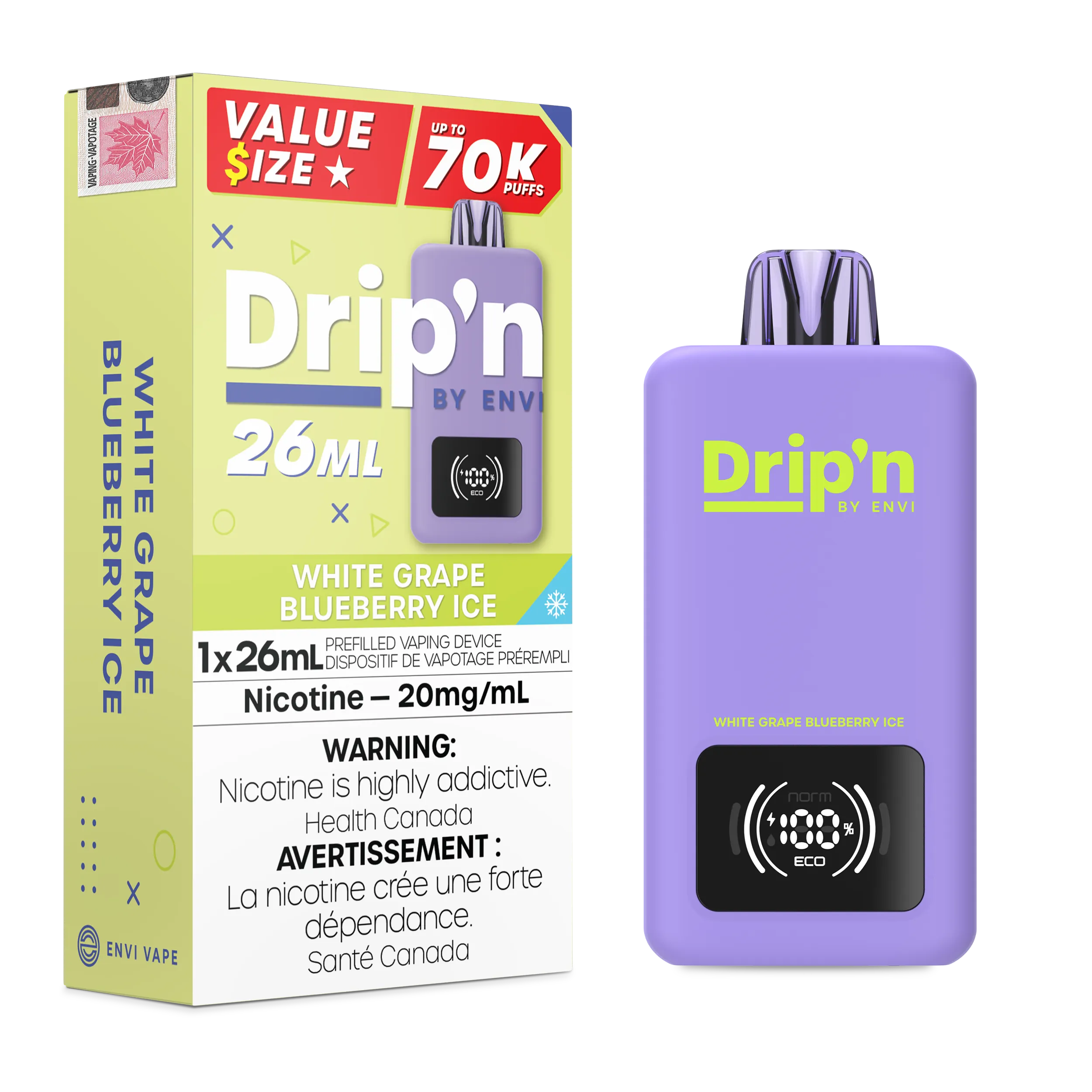 White Grape Blueberry Ice Drip'n 26mL - Disposable 70K