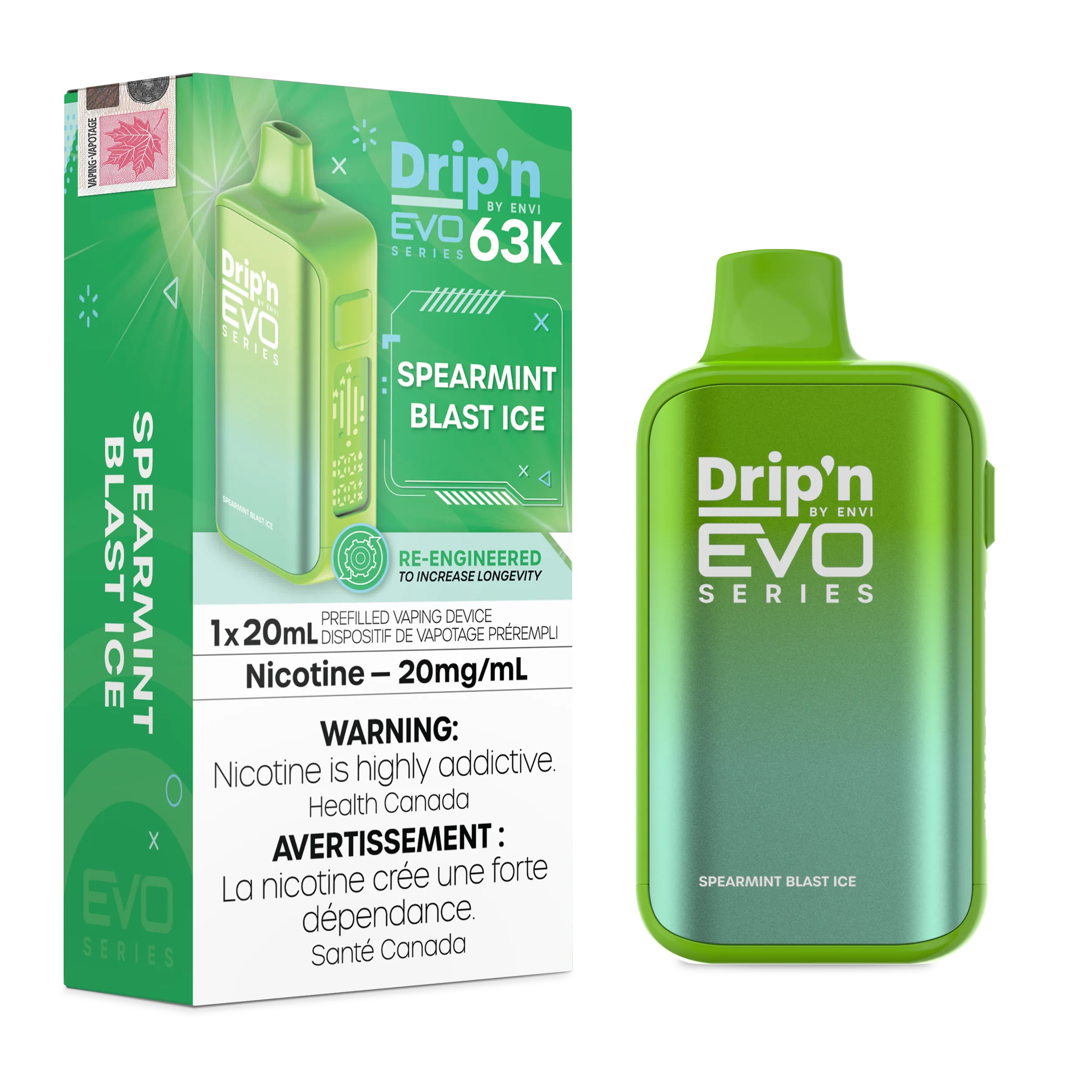 Spearmint Blast Ice Drip'n by Envi EVO 63K - Disposable Vape