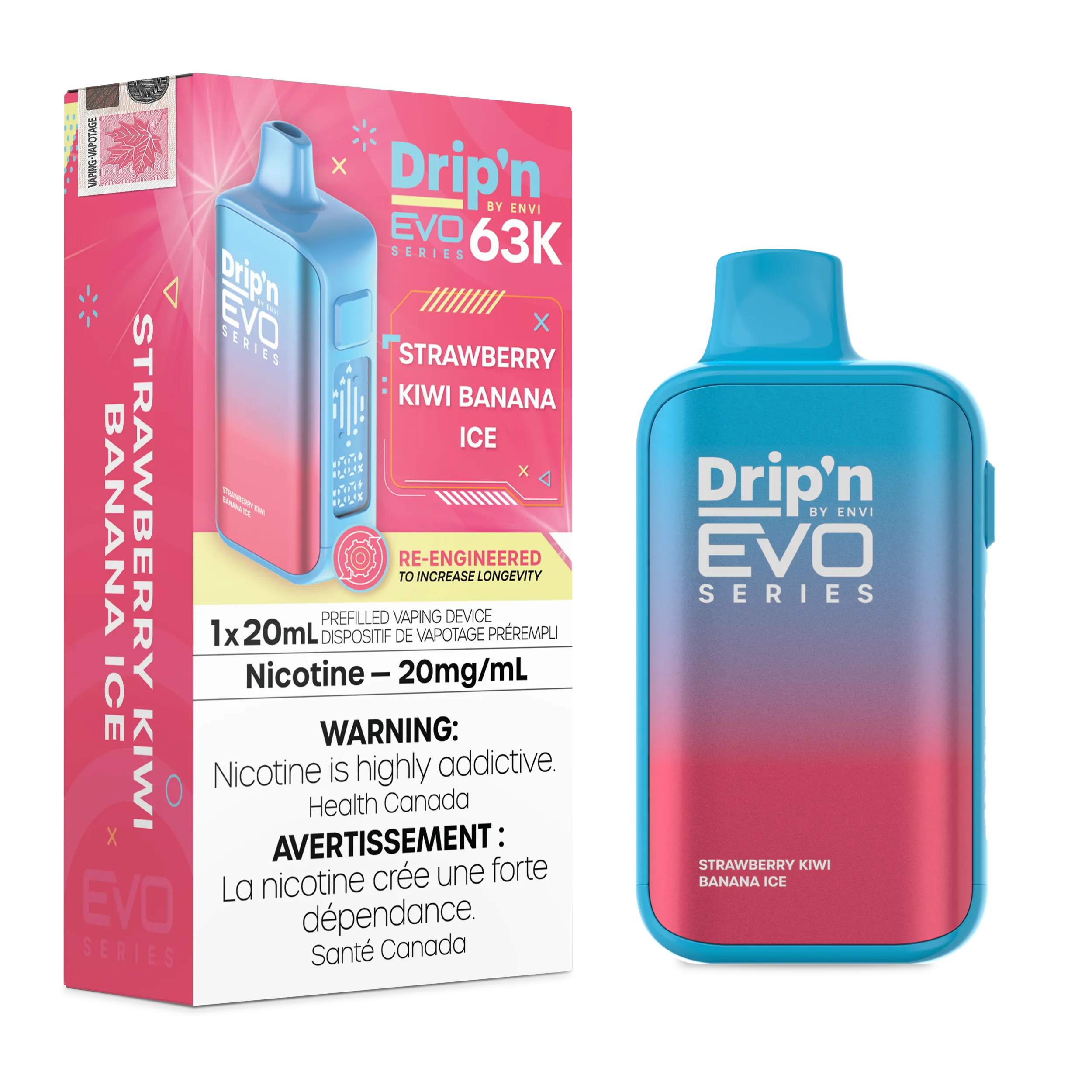 Strawberry Kiwi Banana Ice Drip'n by Envi EVO 63K - Disposable Vape