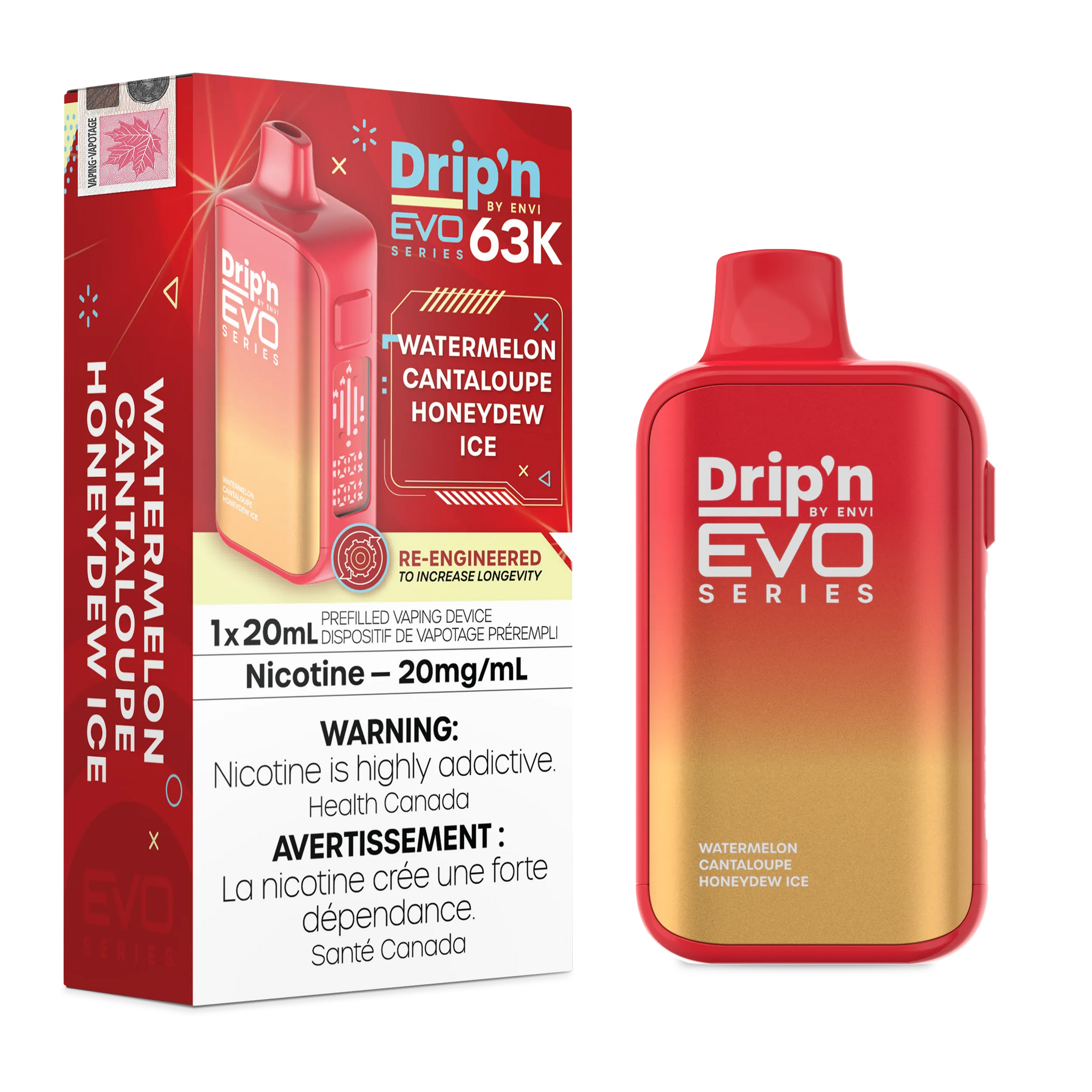 Watermelon Cantaloupe Honeydew Ice Drip'n by Envi EVO 63K - Disposable Vape